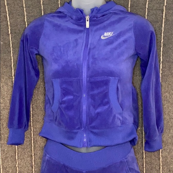 Nike Matching Sets | 2 Piece Purple Velvet Girls Nike Jumpsuit Nwt | Poshmark